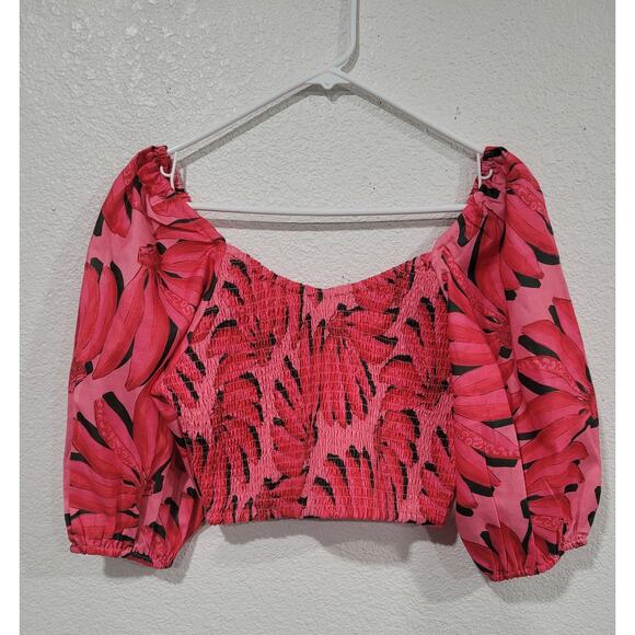 HT 360 Collective Women's‎ Smocked Crop Puff Sleeve Shirt Size Medium  #16 - Picture 1 of 4